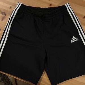Adidas Men's Black Athletic Shorts with White Stripes